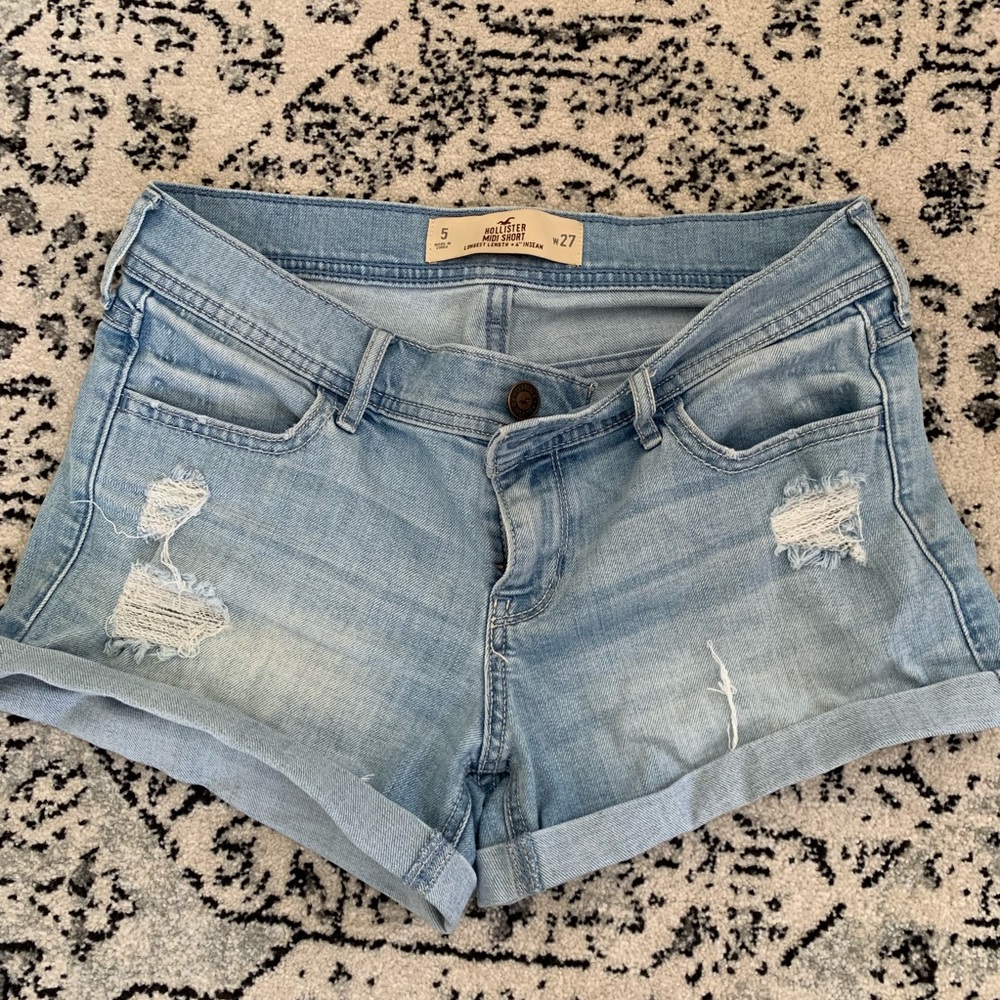 light wash denim ripped shorts